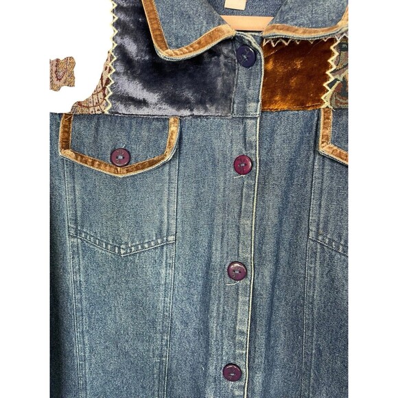Hearts Of Palm Embellished Jean Jacket Paisley Plush Womens 14 Button Down‎ - Picture 4 of 10